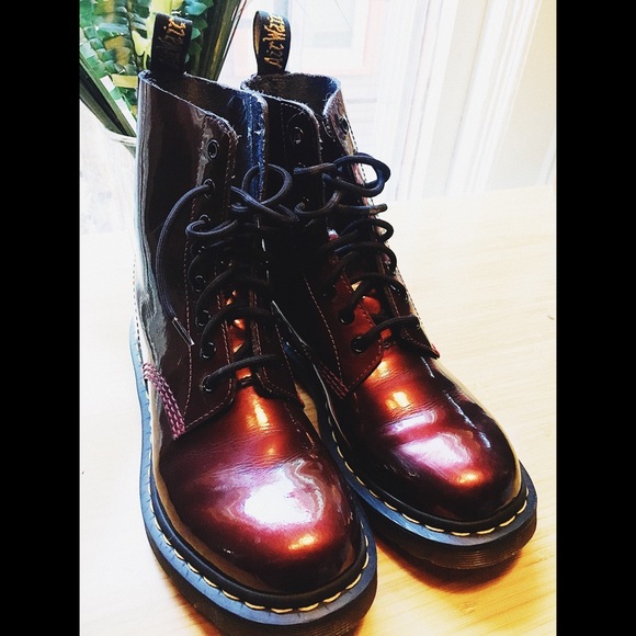 shiny cherry red doc martens